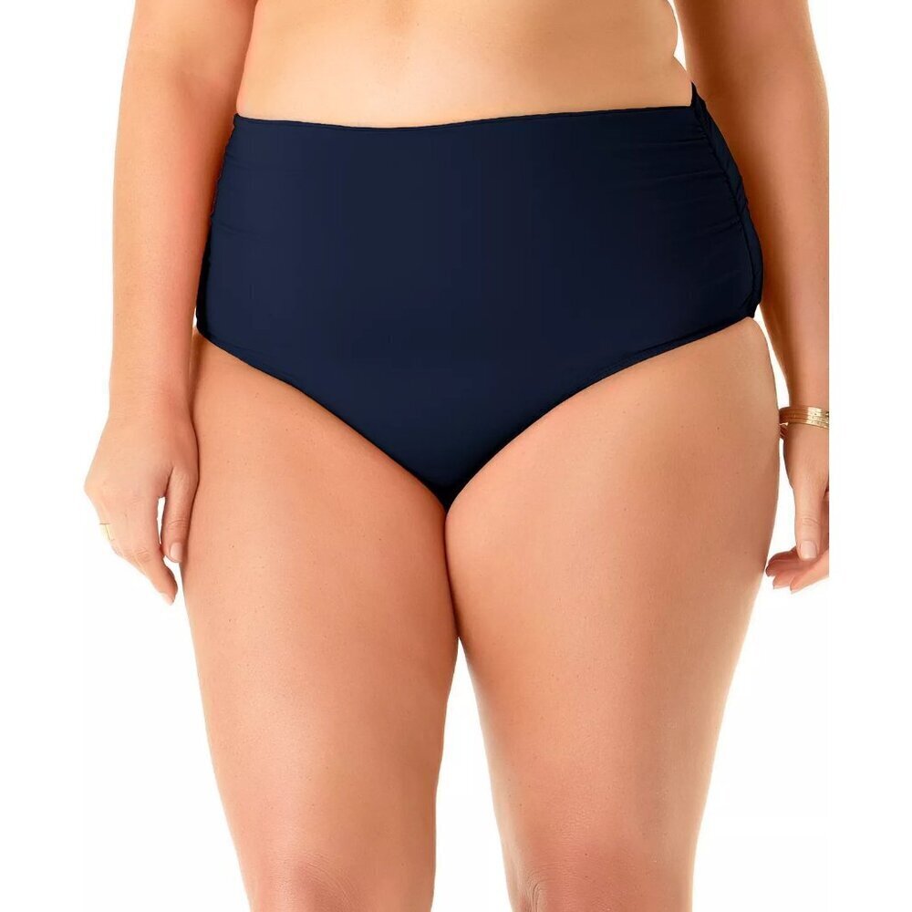 Anne Cole Womens Plus Size 18W High-Waist Convertible Bikini Bottoms Blue 2645